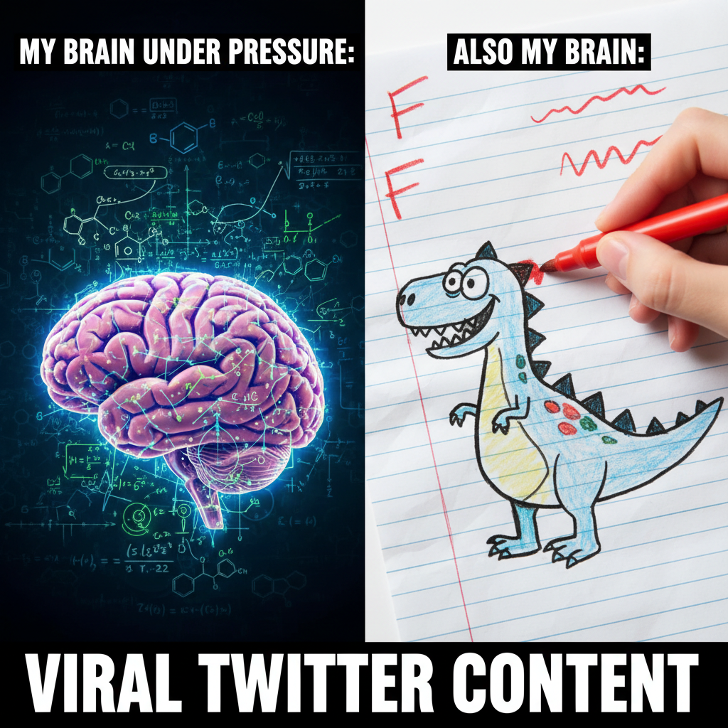 My brain during exams: 'You know this!' My hand during exams: 'Let's draw a dinosaur.'