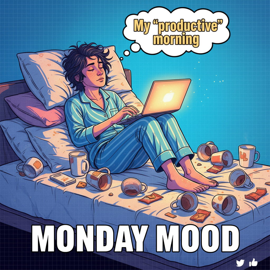 My WFH 'office' is just my bed with a laptop. Productivity levels: questionable.