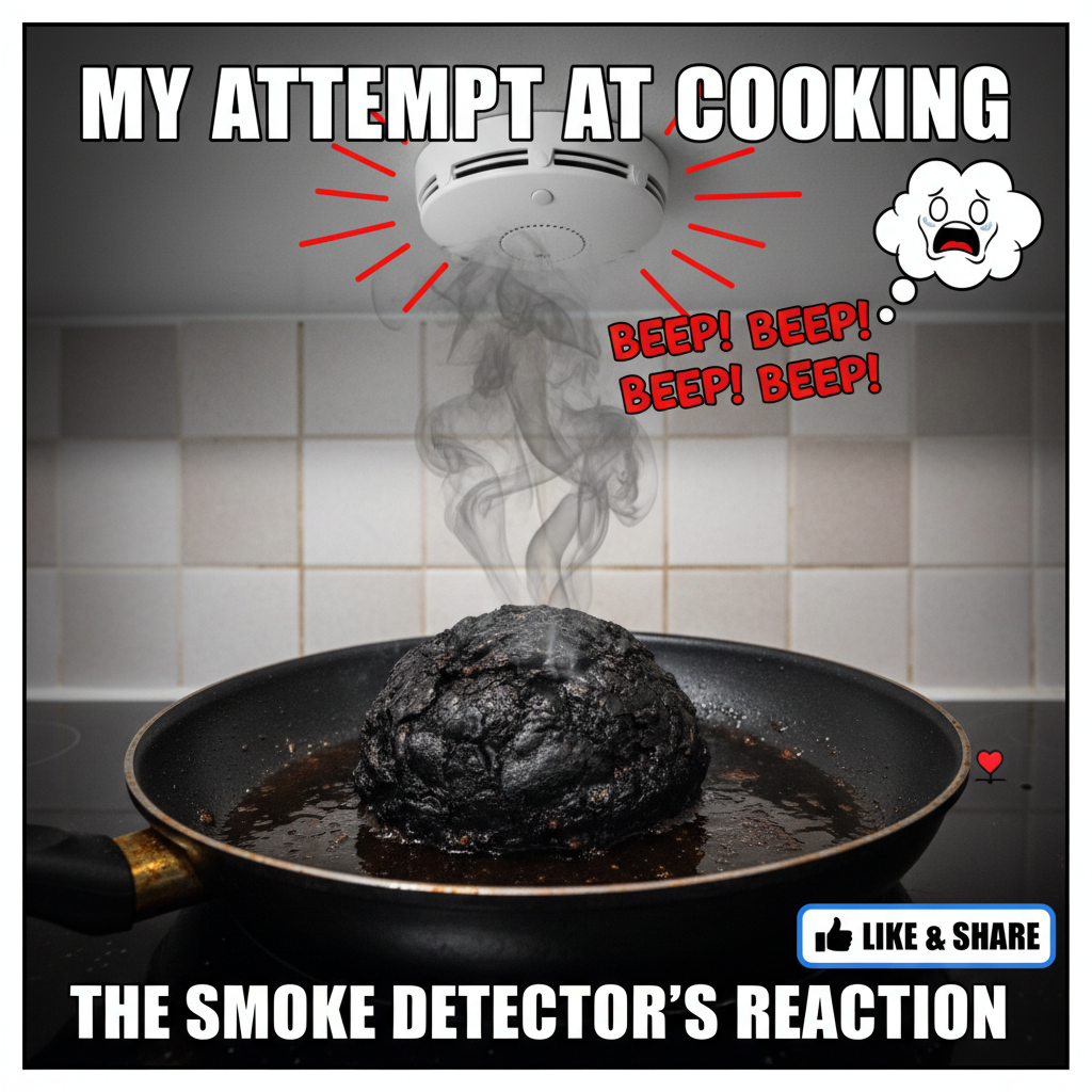 Tried to make a 'gourmet' meal. Ended up with charcoal and a fire alarm serenade.