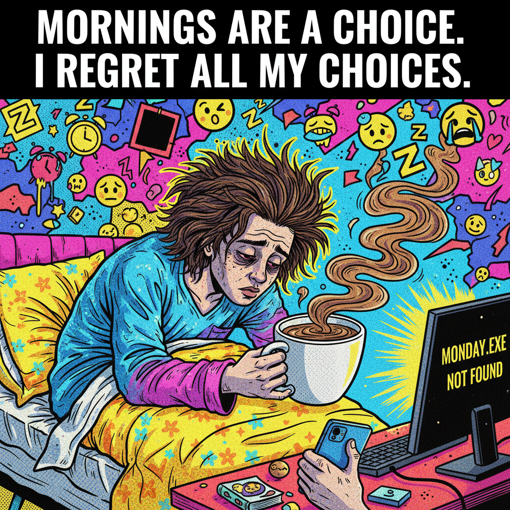 My Monday morning mood is currently 'coffee, then maybe human interaction'.