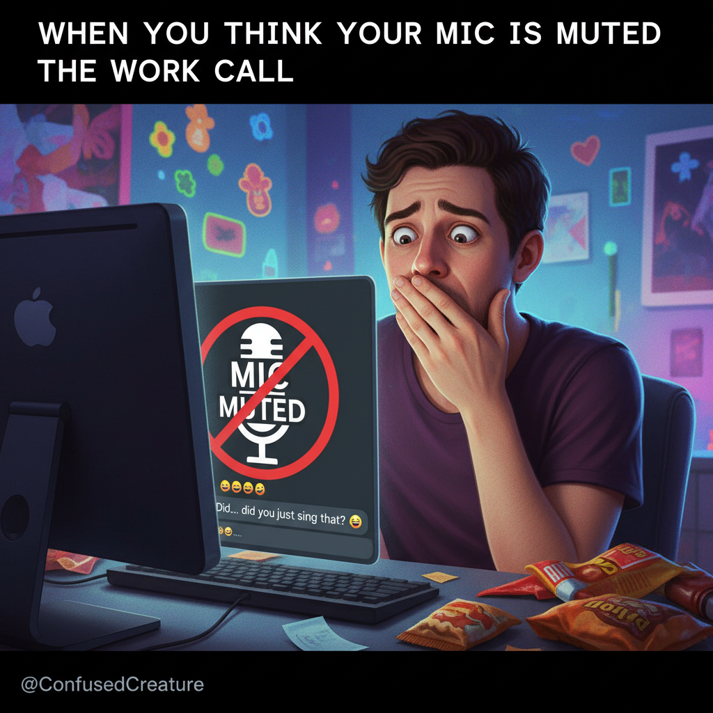 My mic was off the whole time? My life is a lie. #ZoomFail