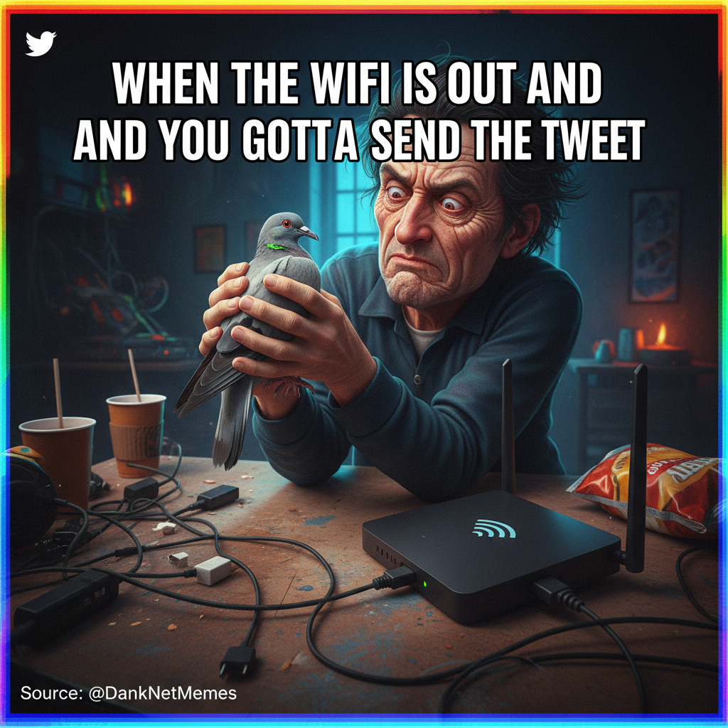 My WiFi went out for 5 mins. I aged 20 years, questioned my life choices, and almost adopted a carrier pigeon.