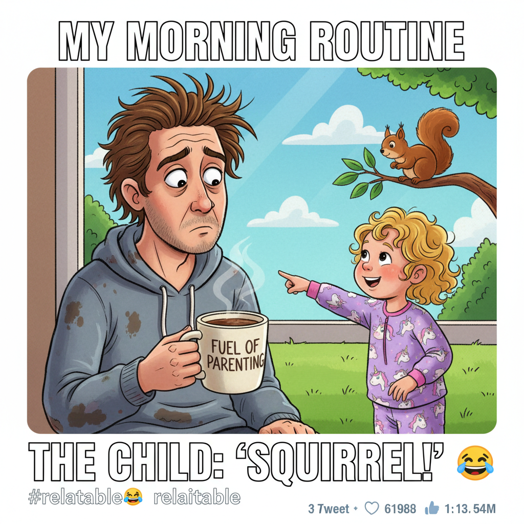 My toddler just asked if squirrels have jobs. I'm not equipped for these existential crises before coffee.