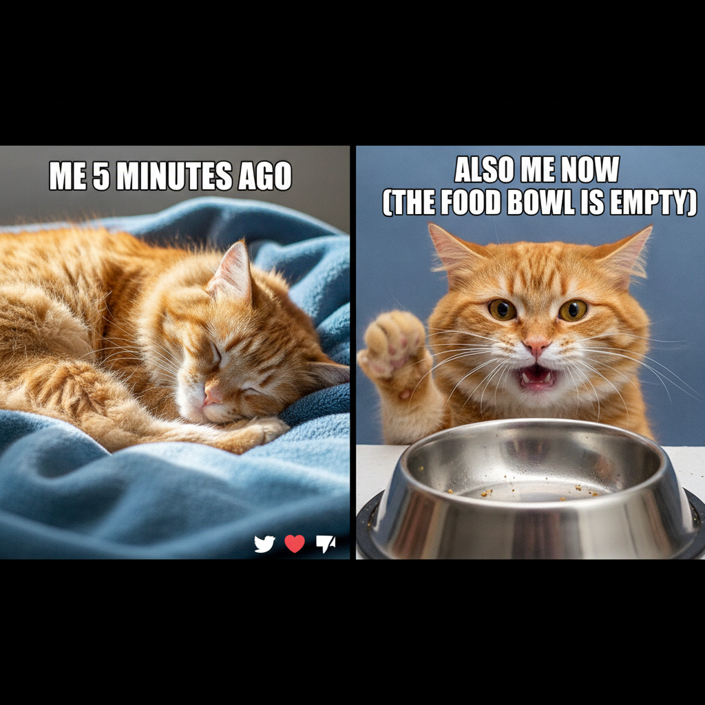 My pet: *sleeps 20 hours a day* Also my pet: 'I'm starving, feed me peasant!'