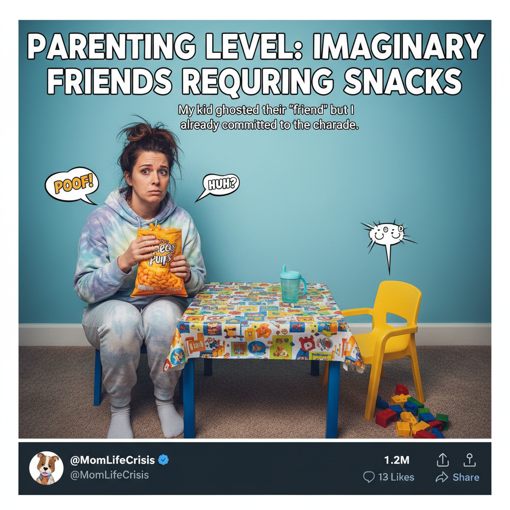 My kid just asked if their imaginary friend could have a snack. Send help. And snacks.