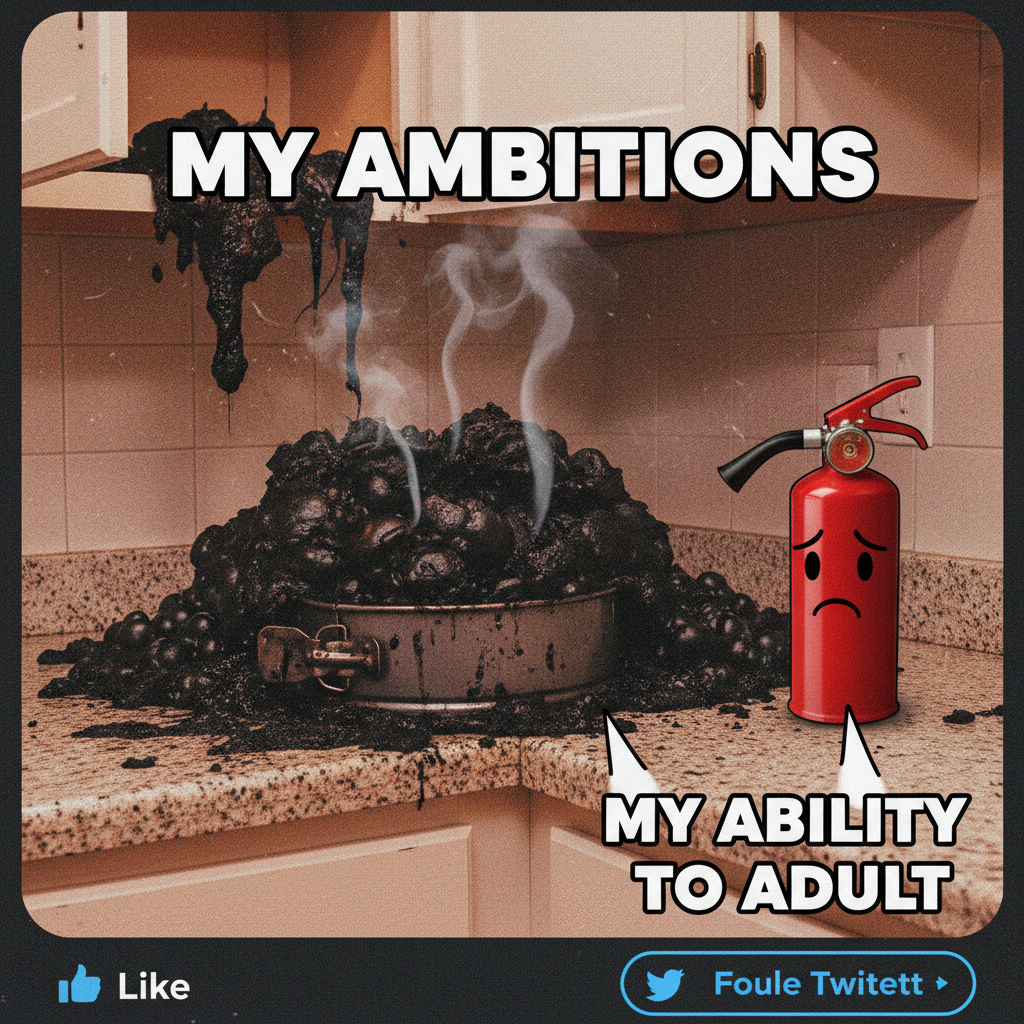 My attempt at baking a cake turned into a volcanic eruption. Send help (and a fire extinguisher).