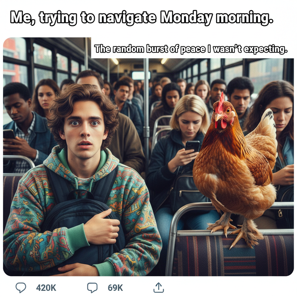 My public transport adventure today involved a chicken. A LIVE chicken. Send help.