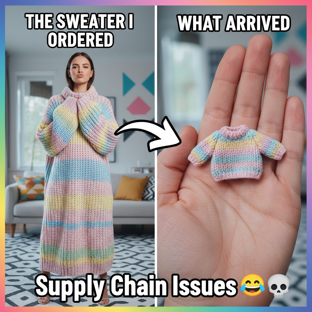 Ordered a 'cozy oversized sweater.' Got a blanket for a hamster. Online shopping, man.