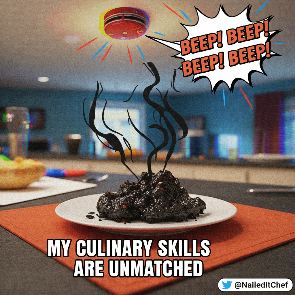 My 'gourmet' dinner turned into a charcoal briquette. Send help (and pizza). #CookingFail