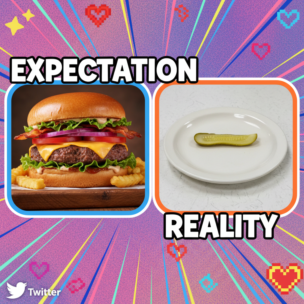 Ordered a burger, got a single pickle. My expectations vs reality hit hard. #FoodDeliveryFail