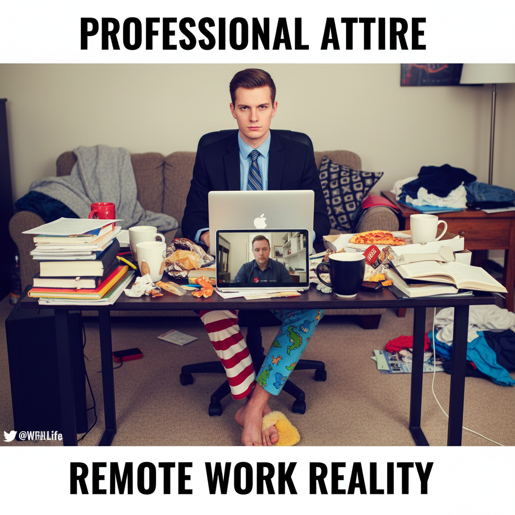 My WFH uniform is 50% pajamas, 50% existential dread. 100% comfy.