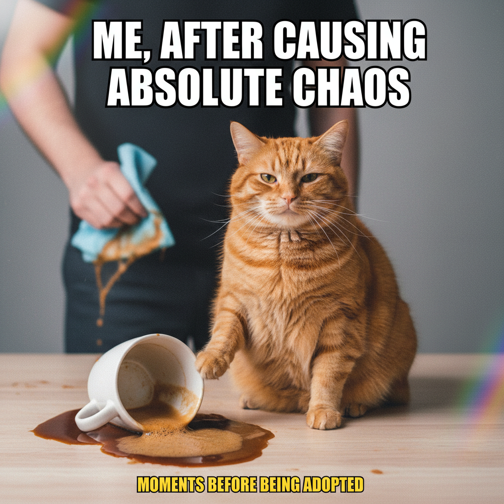 My cat just knocked over my coffee and then judged me for cleaning it up.