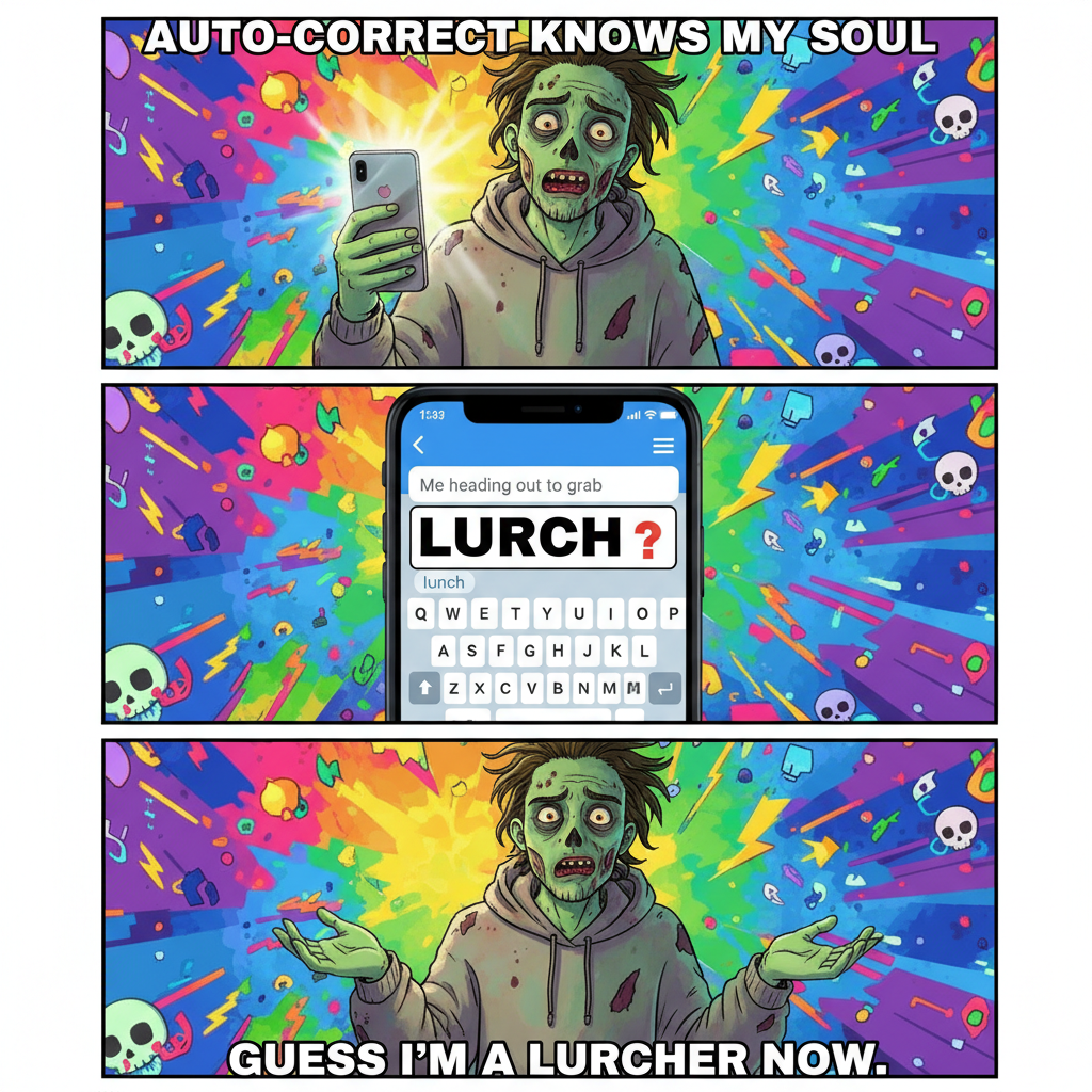 My phone autocorrected 'lunch' to 'lurch'. Now I'm just a hungry zombie.