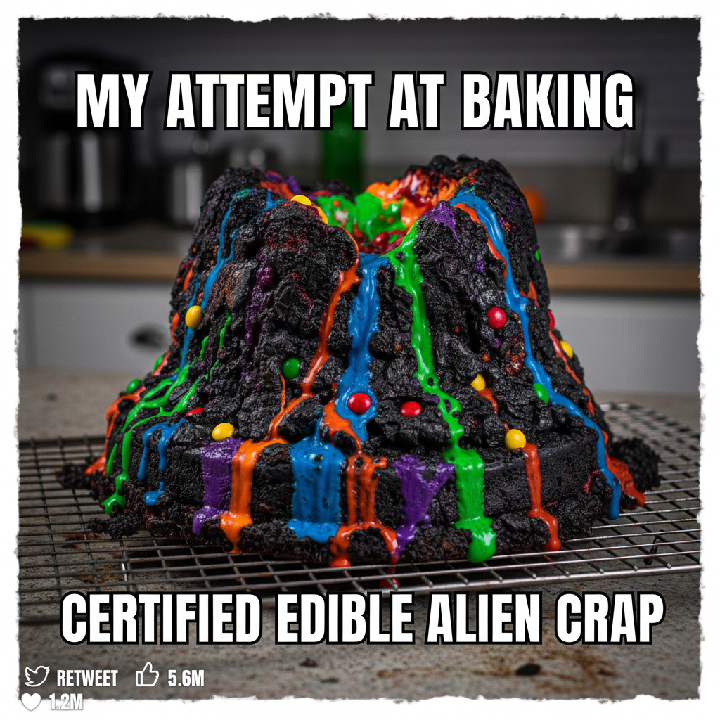 Attempted to make a 'simple' cake. It now looks like a science experiment gone wrong.