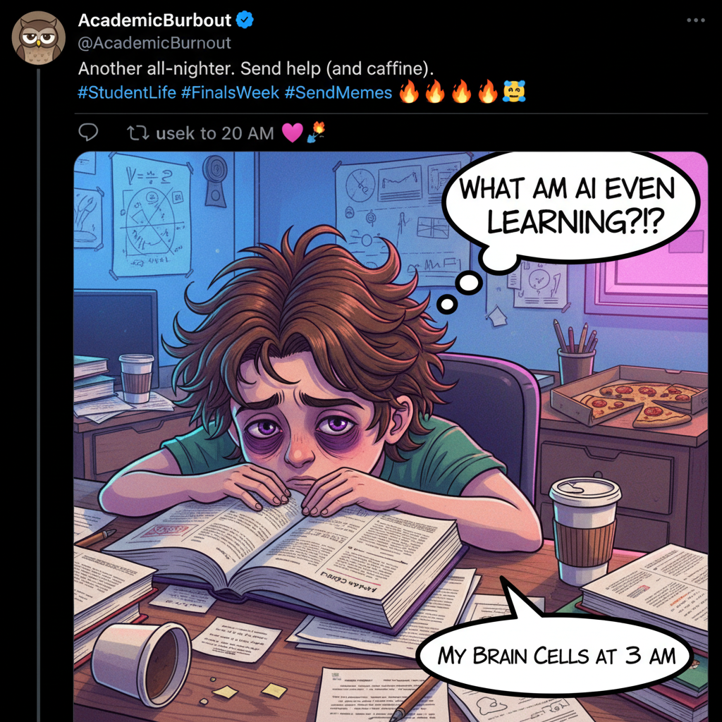 My brain during exam season: 'Is sleep a myth? What even is sleep?'