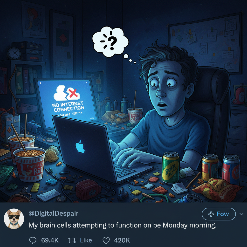 The wifi went down. My entire personality just disintegrated. Who even am I?