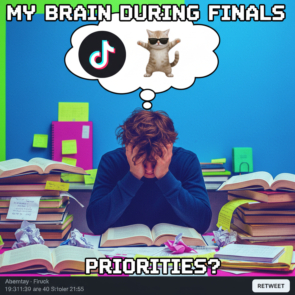 My brain during exams: 'You know this! Wait, no, that's a TikTok sound. My bad.'