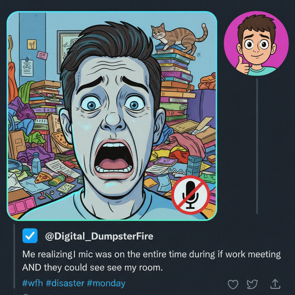 My mic was off the whole Zoom call. My camera was NOT. Send help. #wfh