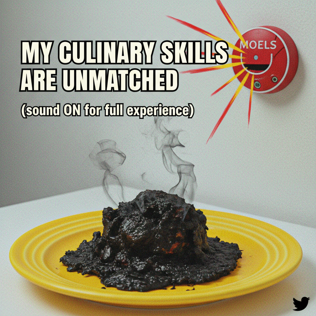 My 'gourmet' dinner turned into a charcoal briquette. At least the smoke alarm works!