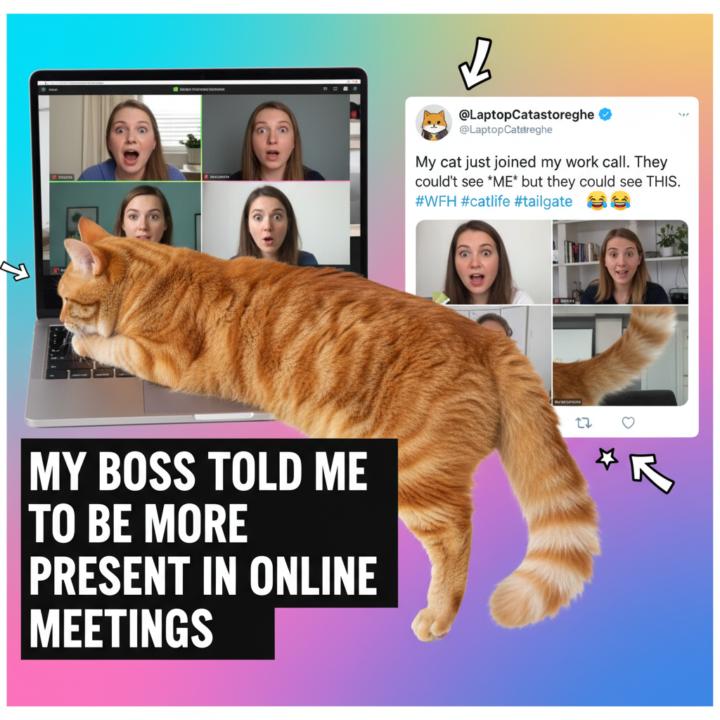 My cat just walked across my keyboard during a Zoom meeting. Boss thinks I'm fluent in 'meow'.