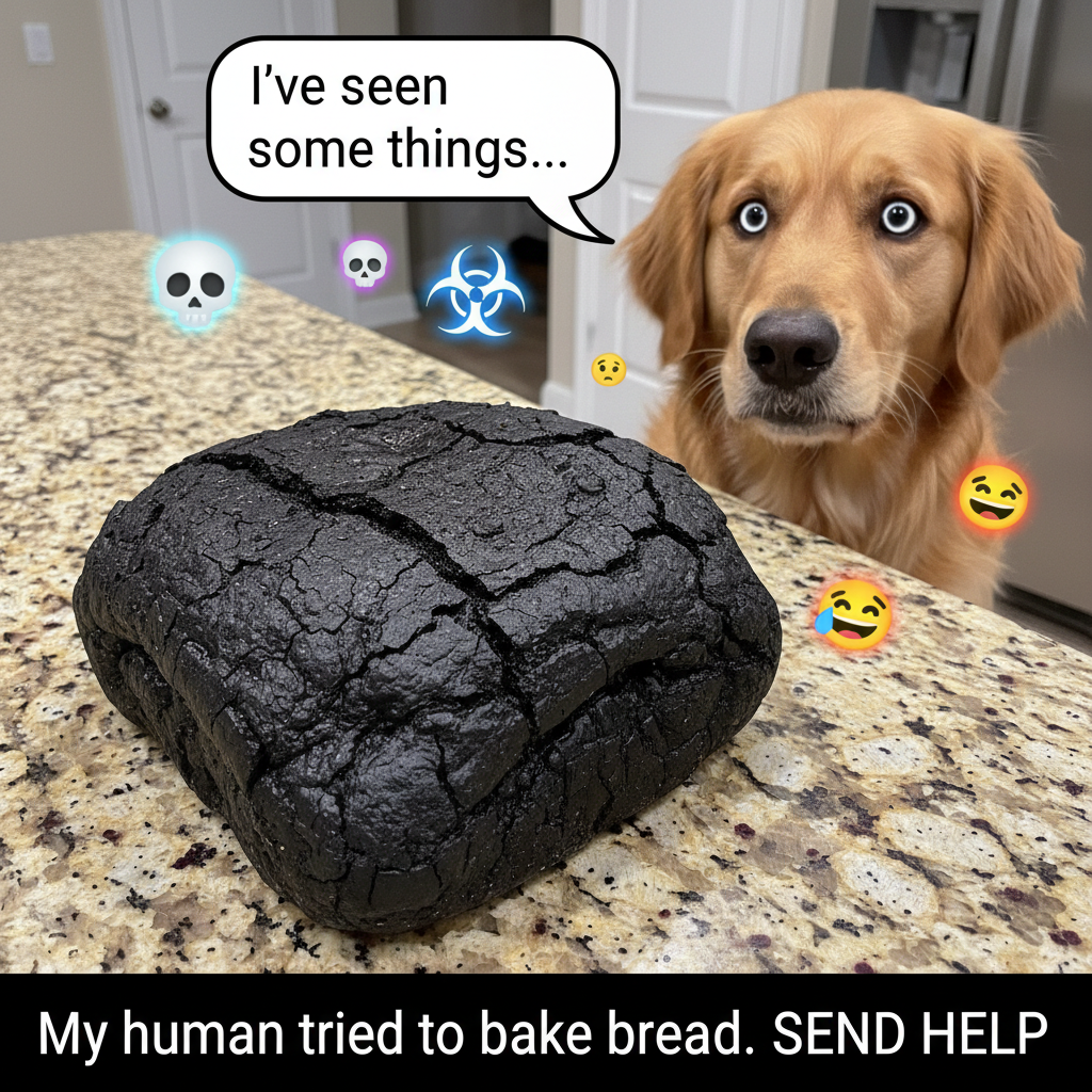 Attempted to make artisanal bread. Ended up with a rock. My dog won't even sniff it.
