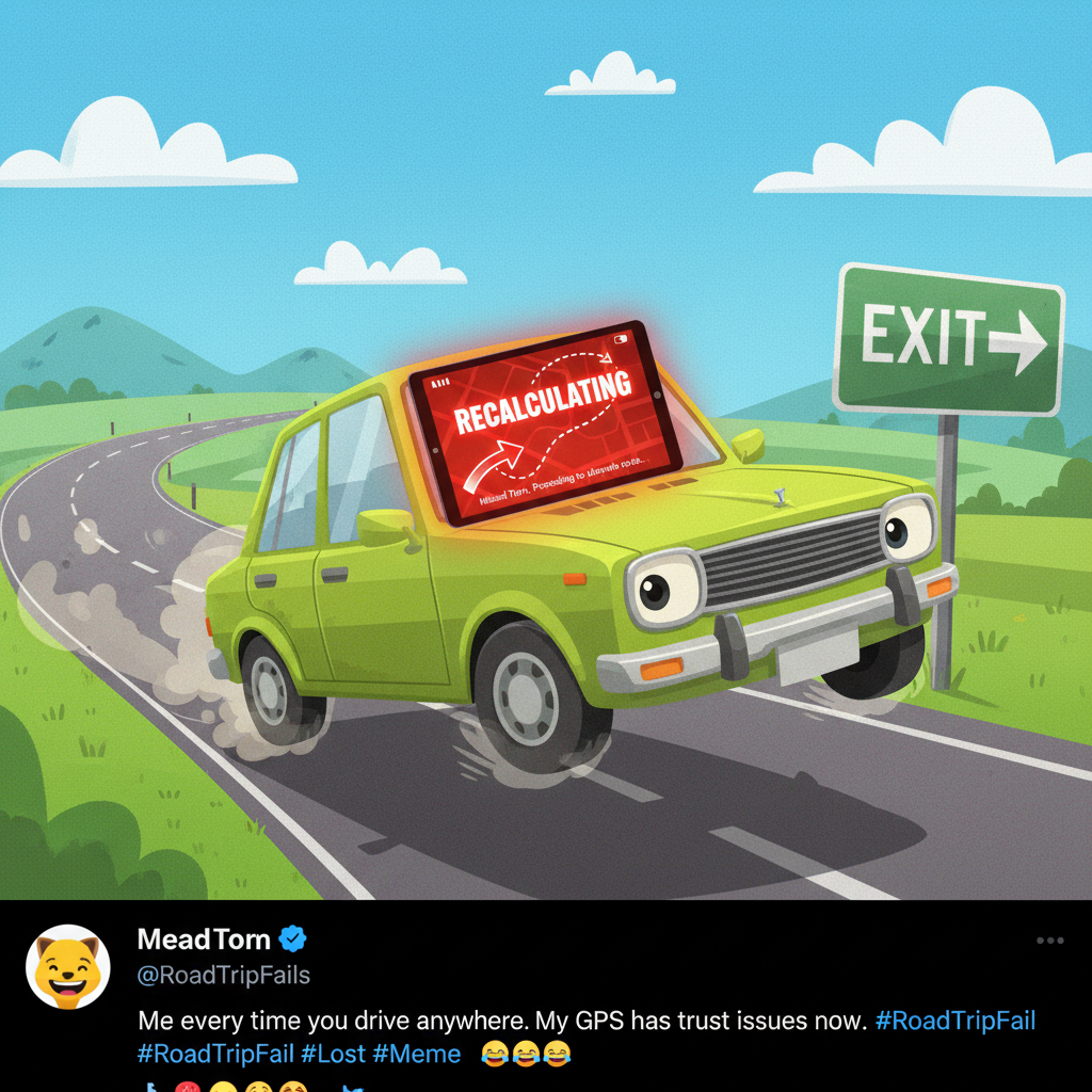 Road trip rule #1: If the GPS says 'turn left now,' you have already missed it.