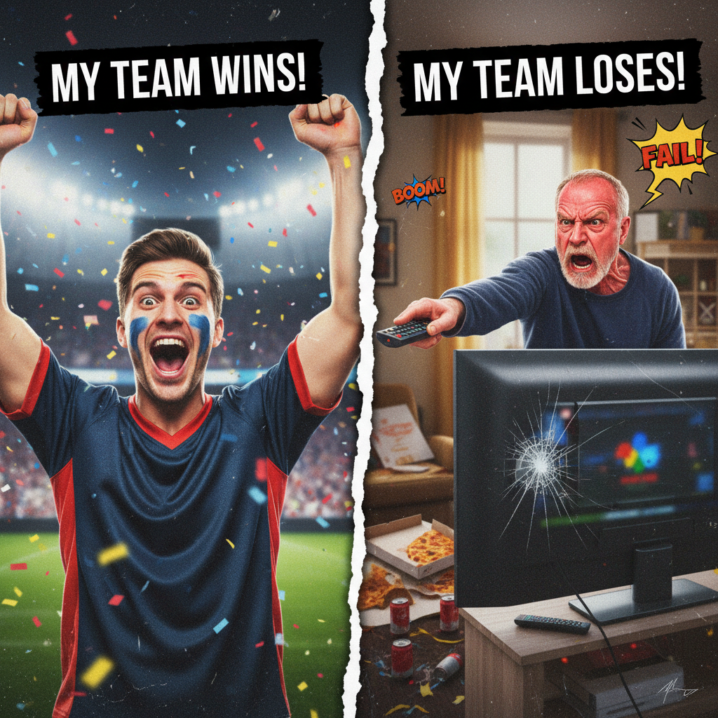 My team won: 'WE ARE THE GOATS! BEST EVER!' My team lost: 'Ref was blind, league is rigged!'