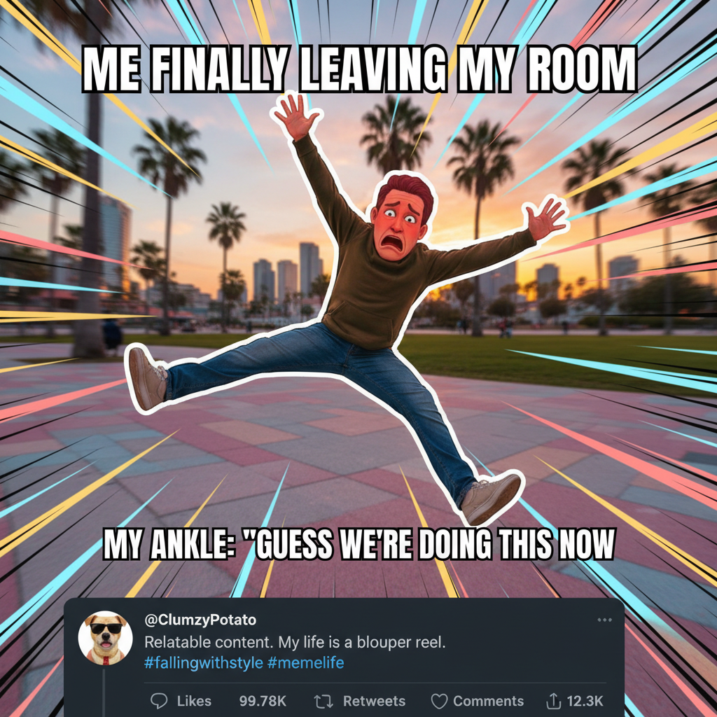 Me trying to dramatically run in real life like an anime character. I tripped.