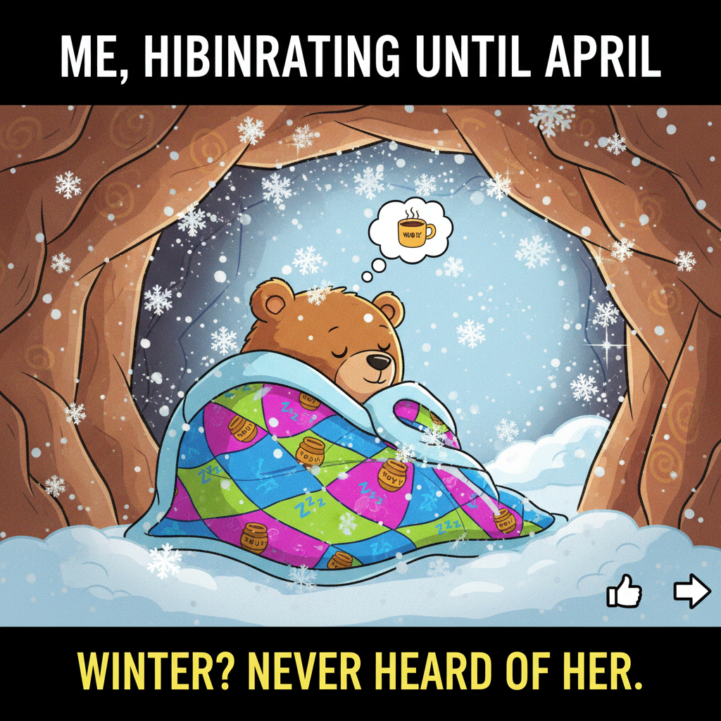 Seasonal depression hitting different. My spirit animal is a hibernating bear.