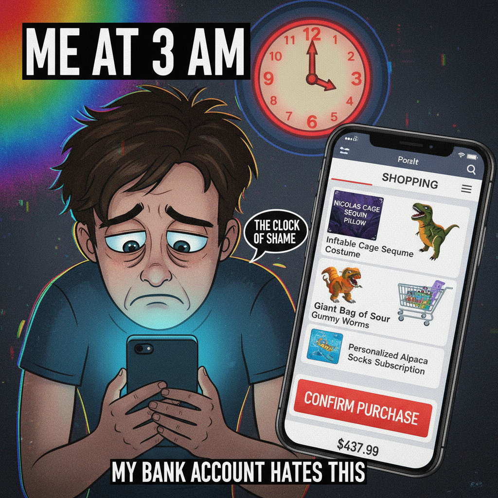 Me: 'I need to save money.' Also me, 3 AM: *adds another impulse buy to cart*