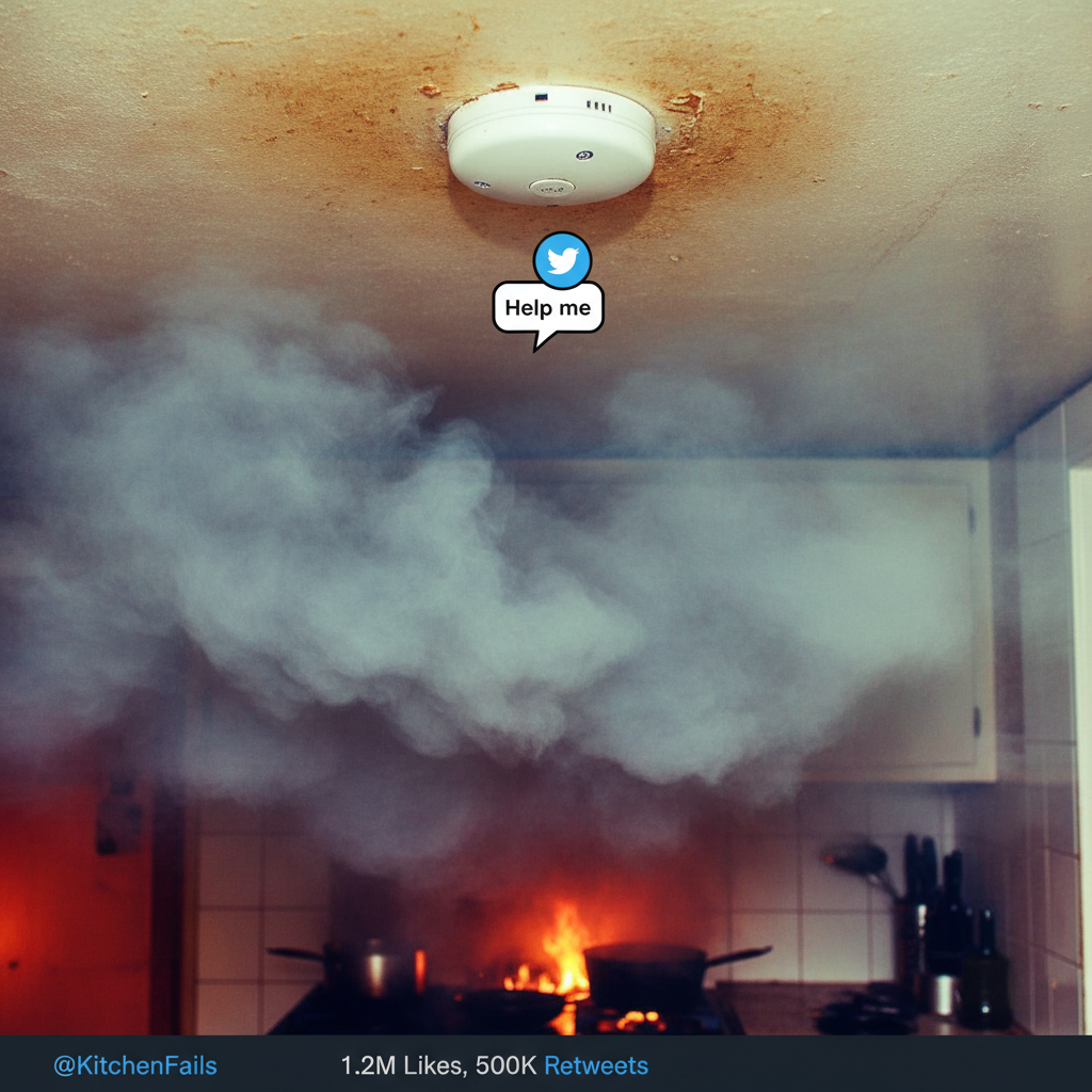 My cooking fail was so bad, the smoke alarm started tweeting about it.
