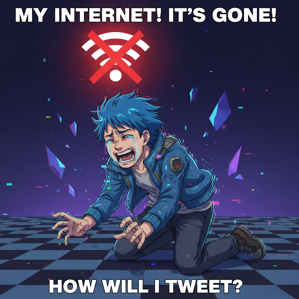 When the Wi-Fi goes out and I react like an anime character losing their powers.
