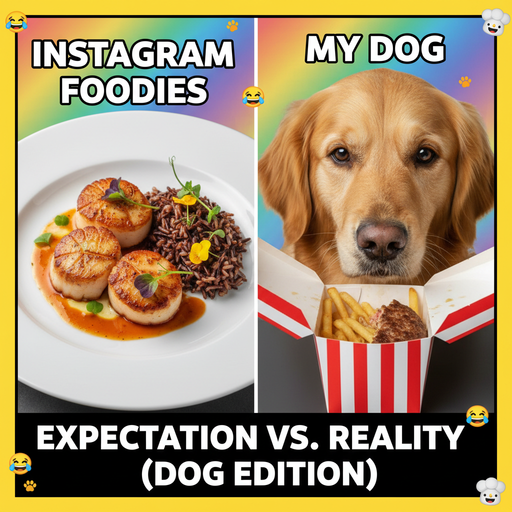 Food delivery expectation: gourmet meal. Reality: my dog looks at it suspiciously.