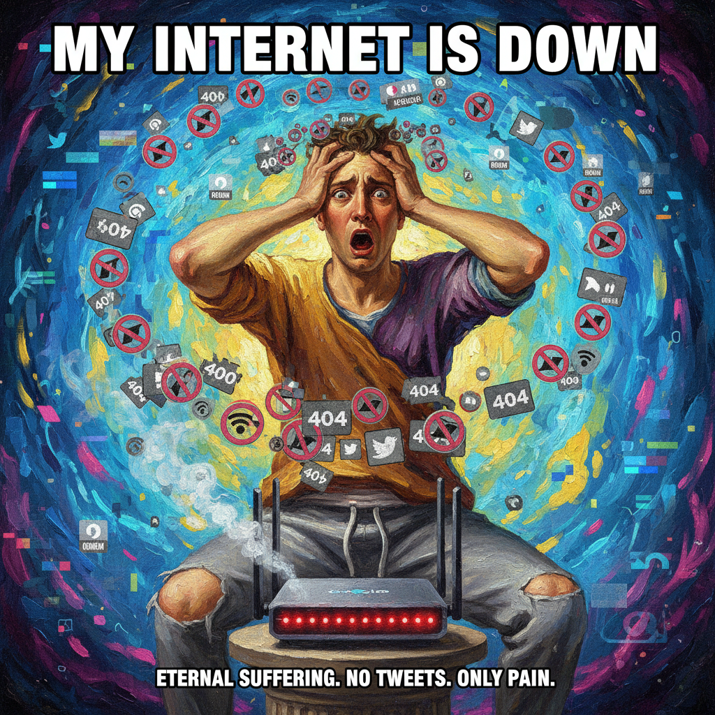 The 7 stages of grief, but it's just me when the WiFi goes down.