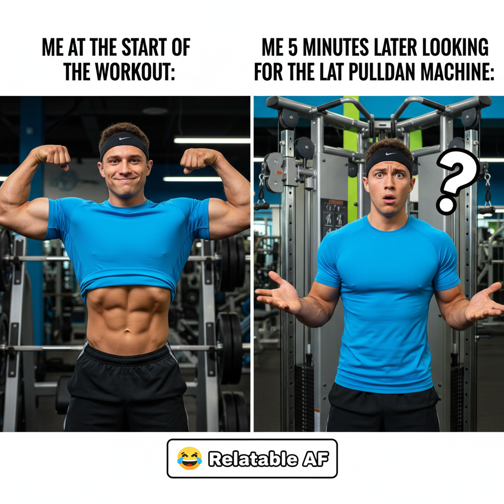 Me at the gym: 'I'm a fitness icon.' Me 5 mins later: 'Is this even how you lift?'