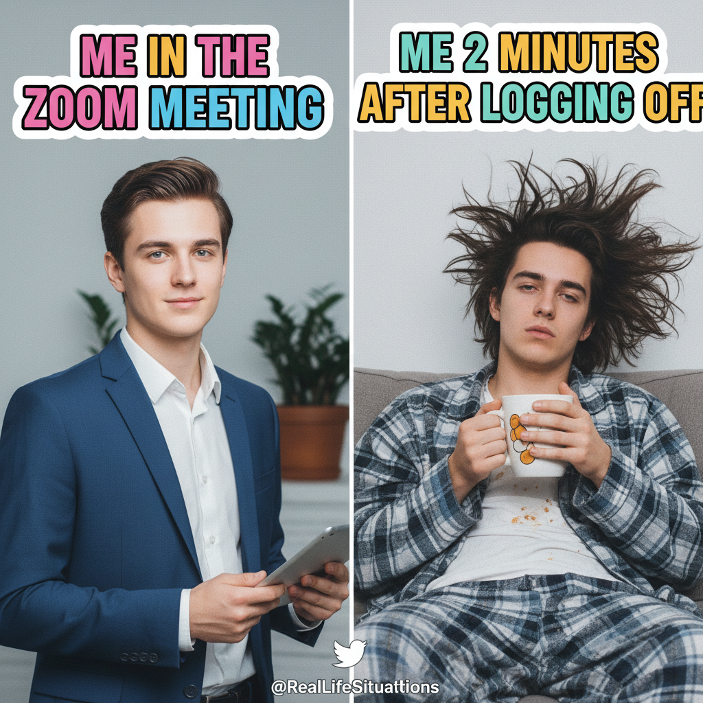 My WFH outfit is 50% professional, 50% 'did I even shower today?'