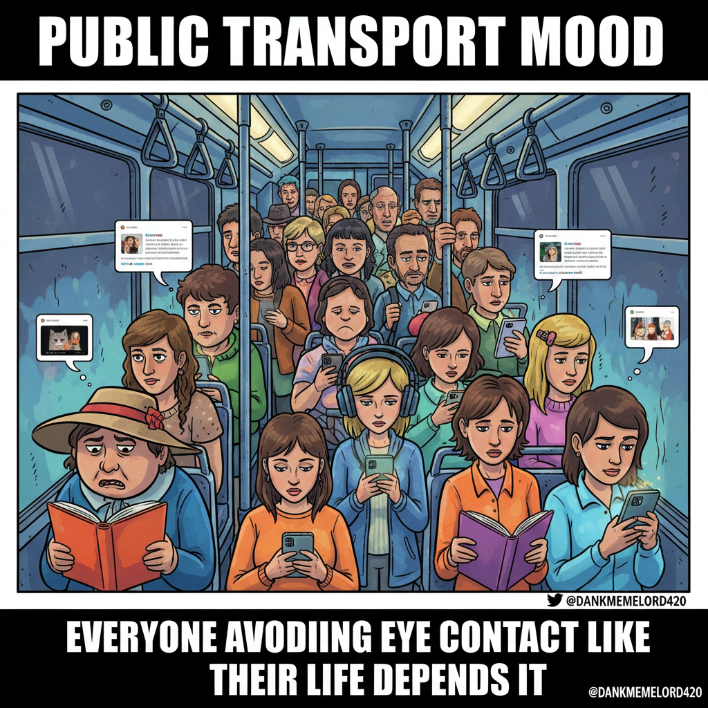 Public transport is just a social experiment on how long people can avoid eye contact.