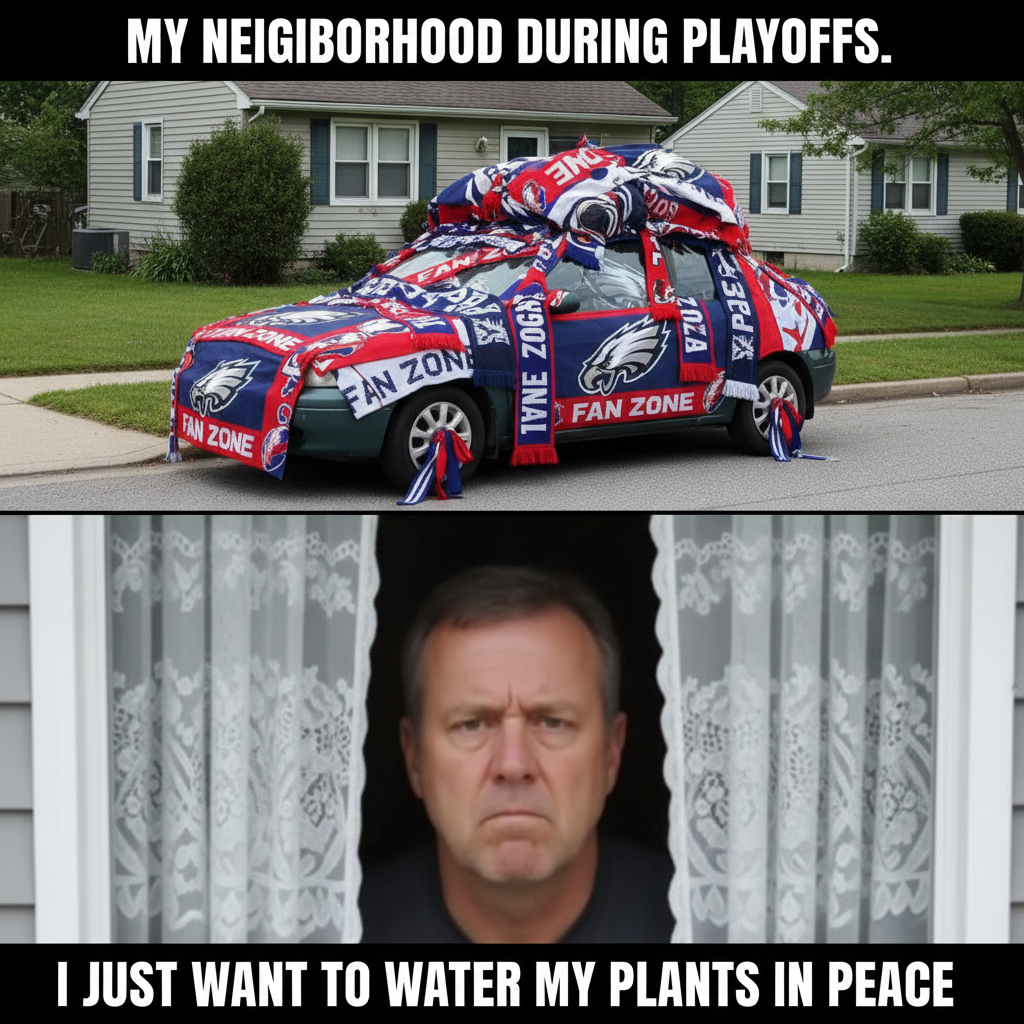 My team won. My neighbor's car now has a new flag. Pretty sure I'm banned from the block party.