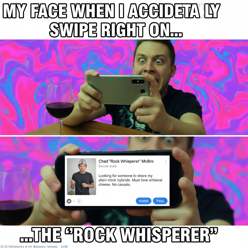 Matched with my ex's cousin. Send help or wine. #DatingAppDiaries