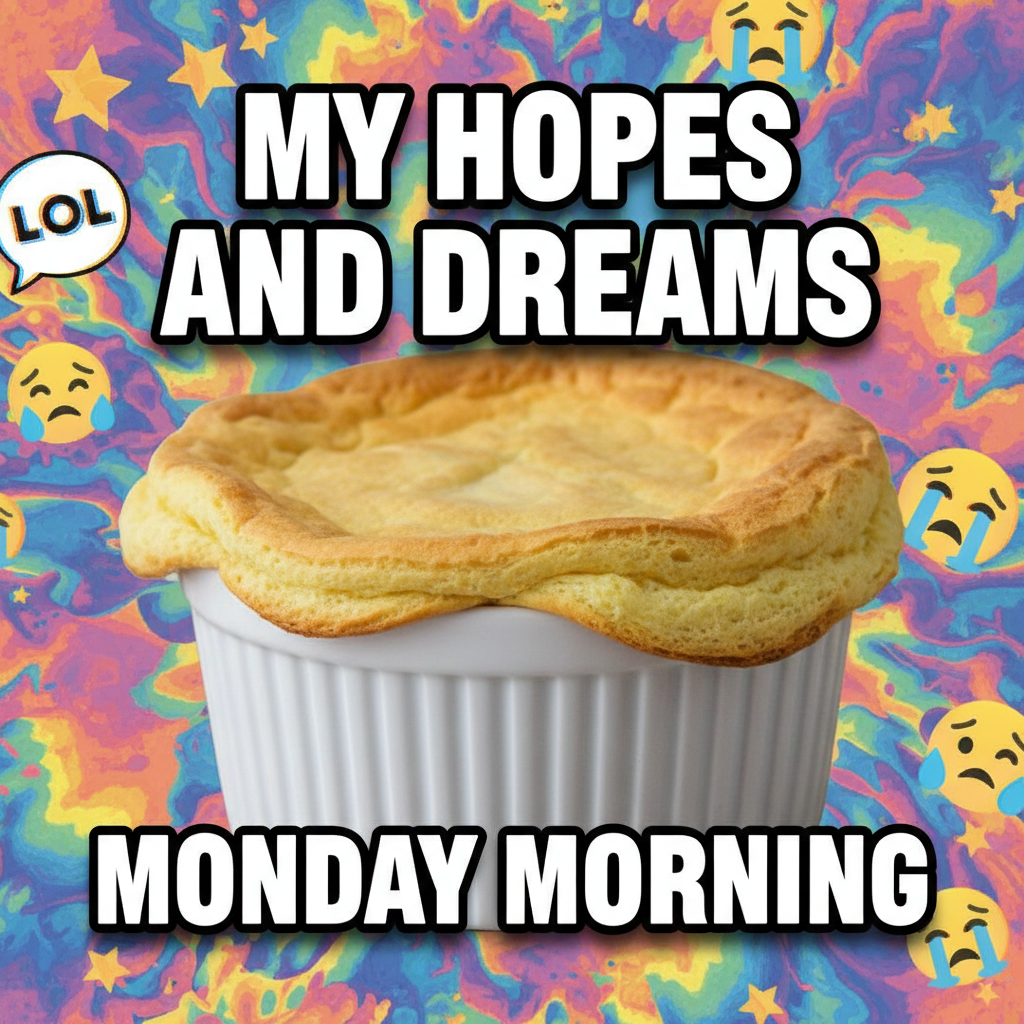 I tried making a soufflé. It looked like a deflated sad pancake. #CookingFail