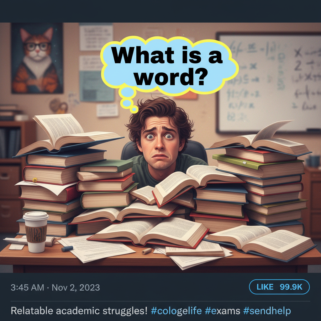 My brain during exam season: 'We're going to ace this!' My brain during the actual exam: 'What is a word?'