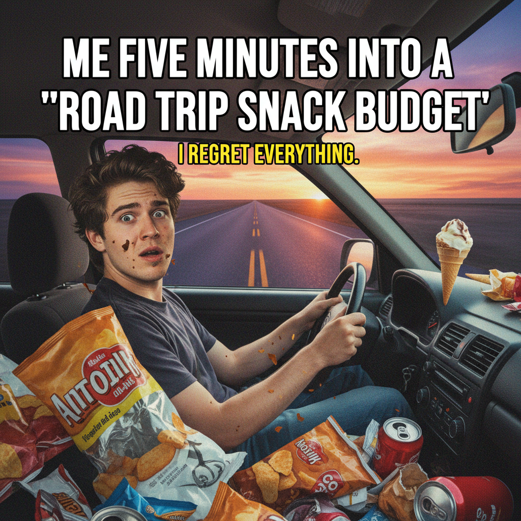 Road trip snacks ran out 2 hours in. This is fine. Everything is fine.