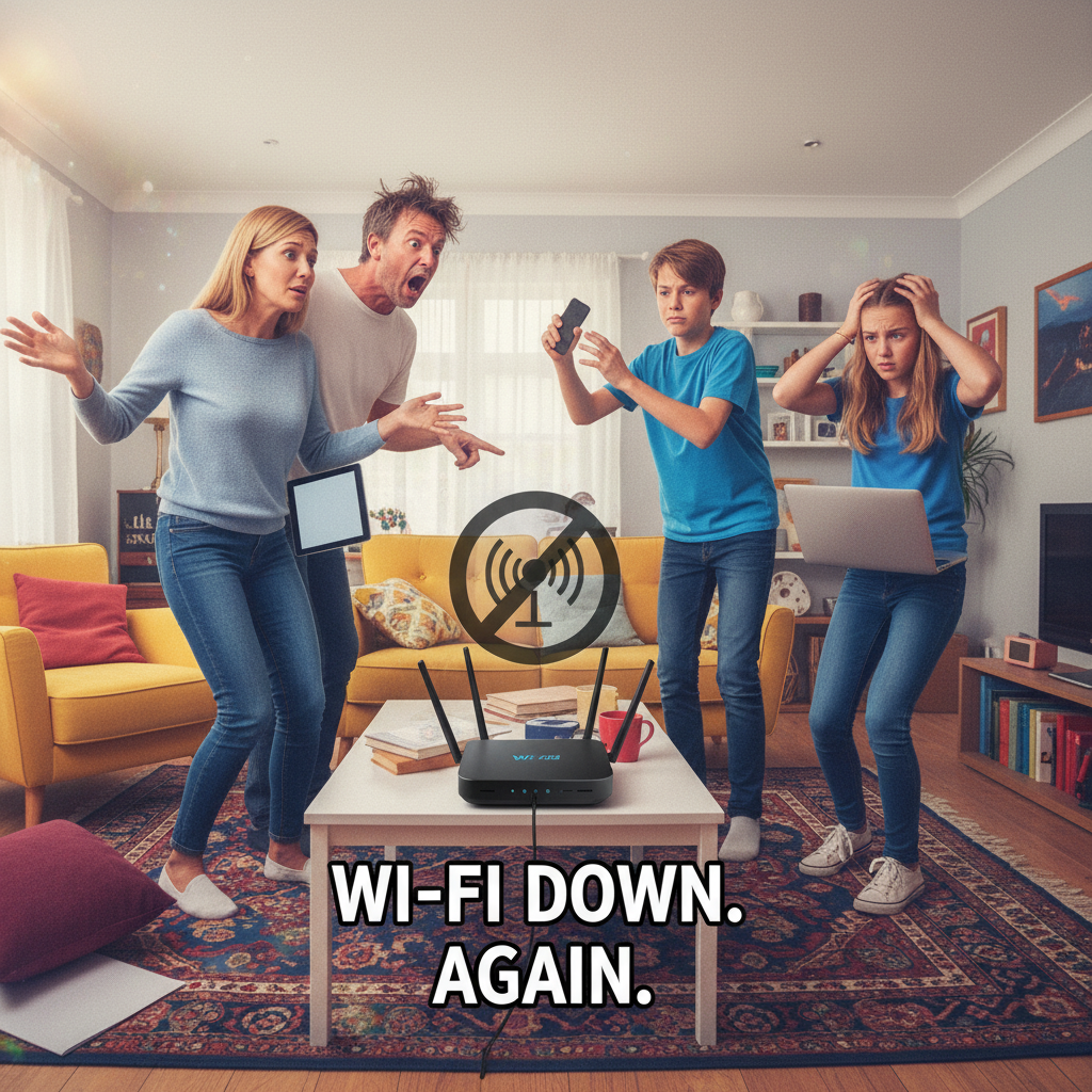 The WiFi went out. I'm now communicating with my family using ancient hand gestures.