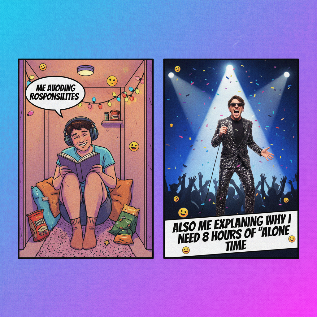 Introvert at a party: recharging in the bathroom. Extrovert: IS THIS MIC ON?!