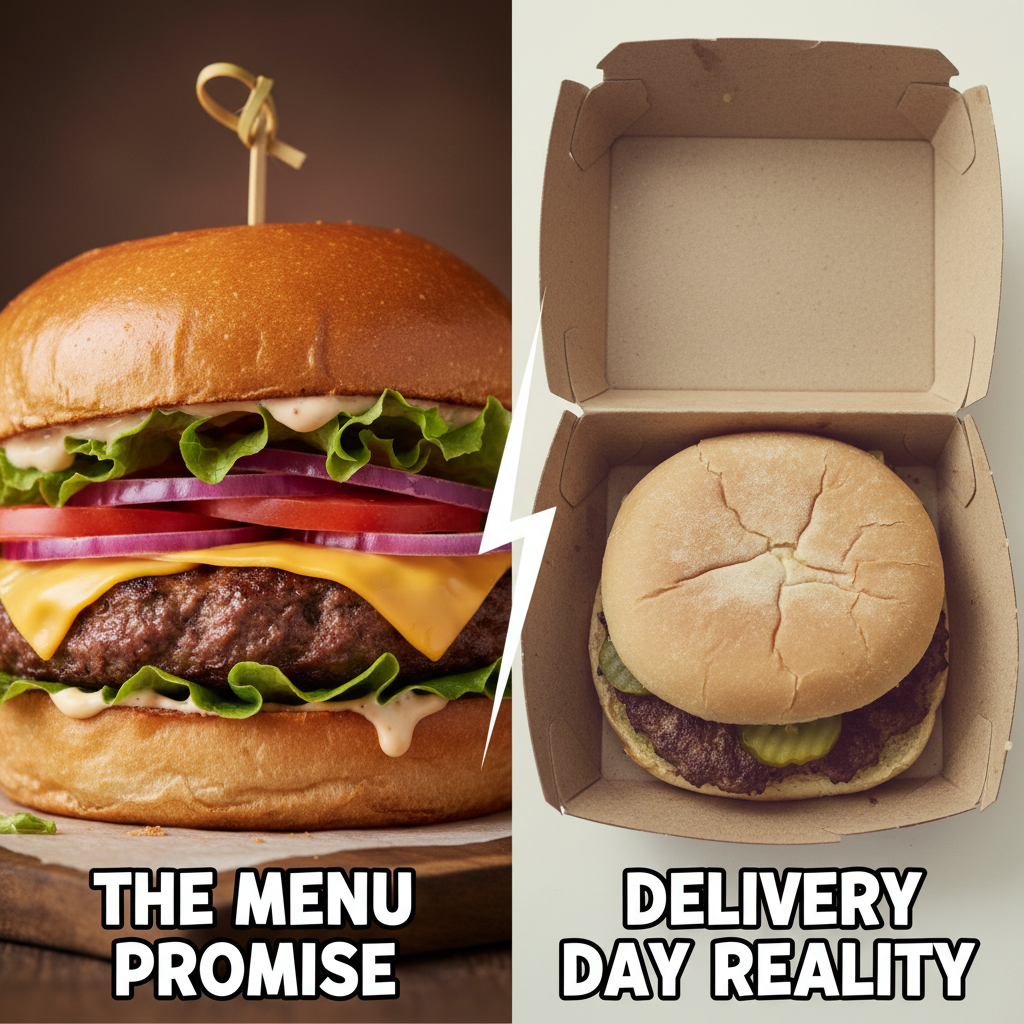 Ordered a gourmet burger, got a sad patty. My expectations vs. reality.