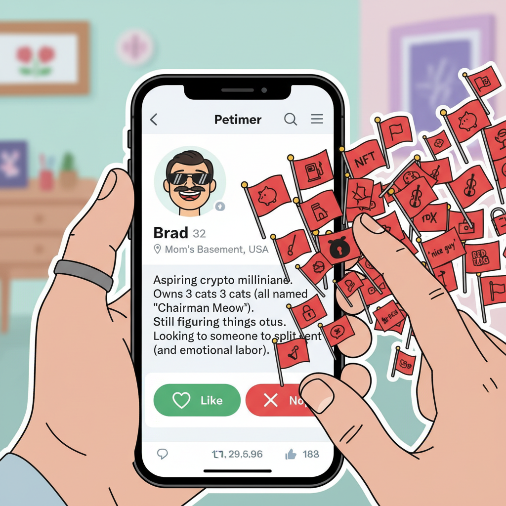 Dating app bio: 'Looking for adventure.' My adventure: scrolling past 30 red flags.