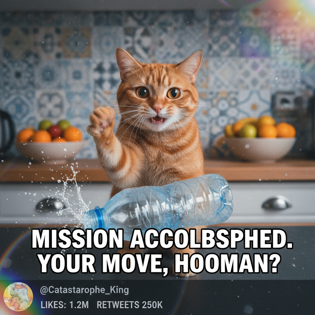 My cat just stared at me while knocking my water off the table. The audacity. I still love him tho.