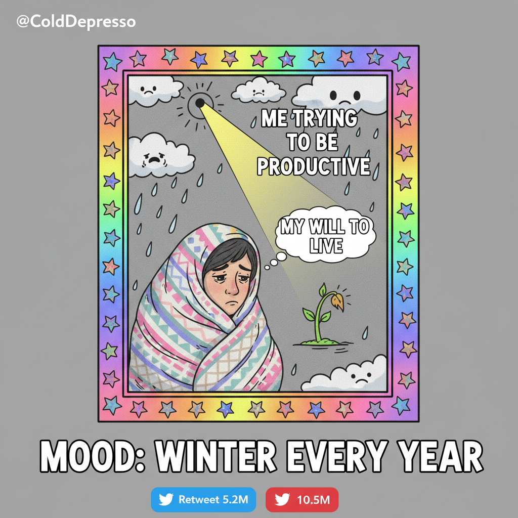 Seasonal depression hitting like a weighted blanket made of pure existential dread. Send vitamin D.