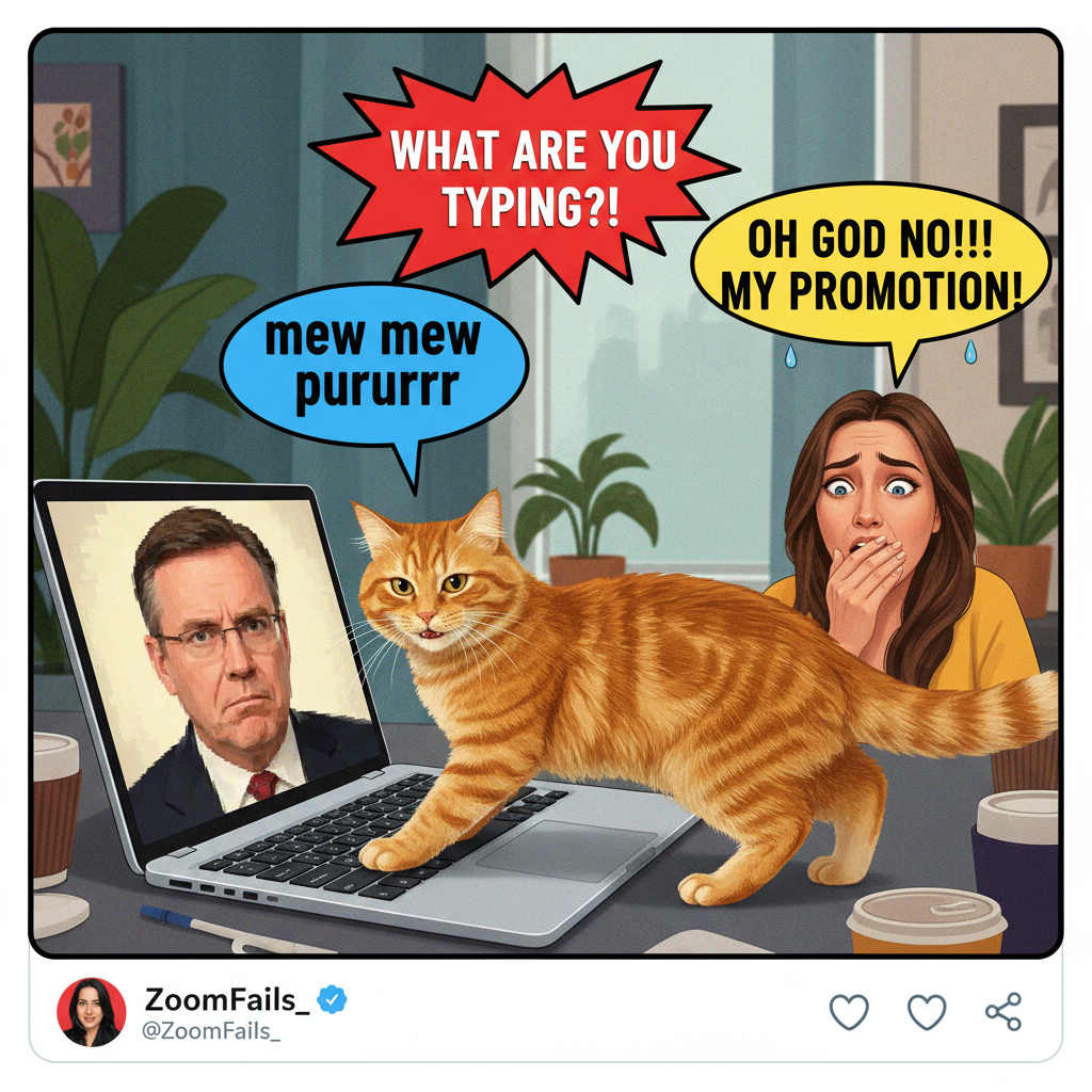 My cat just walked across my keyboard during a Zoom meeting. My boss saw everything. RIP my career.