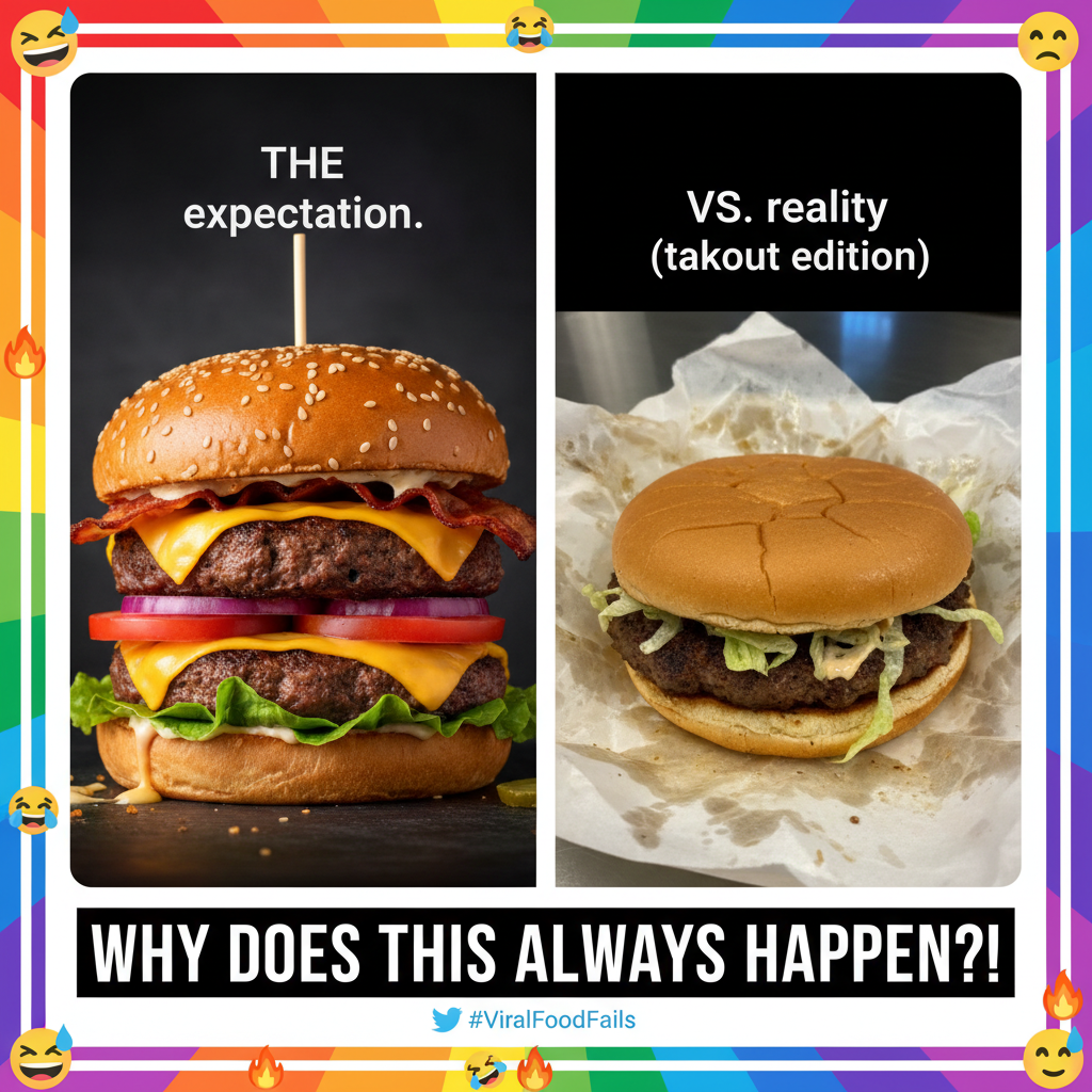 Ordered a gourmet burger, got a sad patty on a soggy bun. My disappointment is immeasurable.